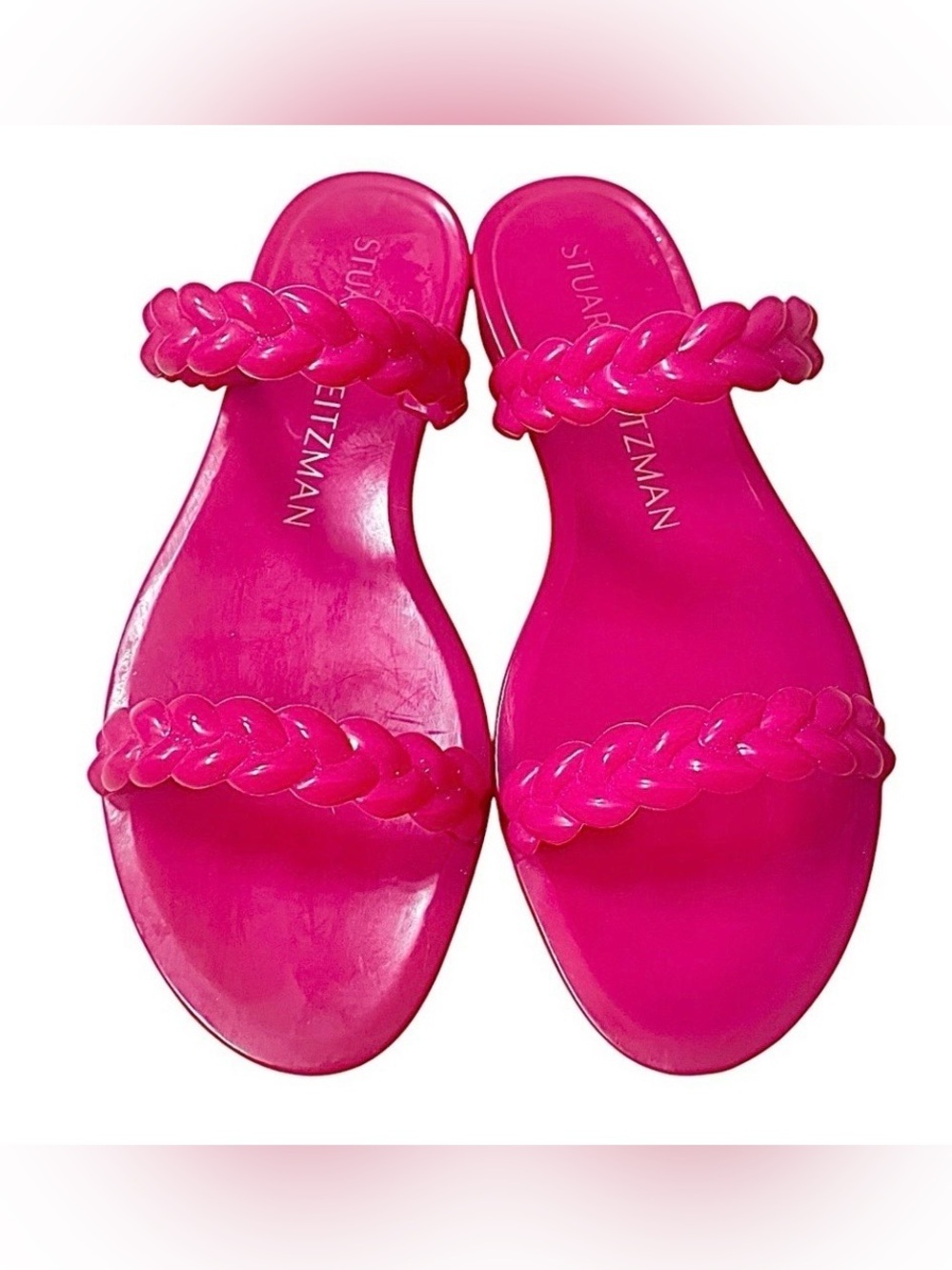 Stuart Weitzman Magenta Braida Sawyer Jelly Slide Sandals 5